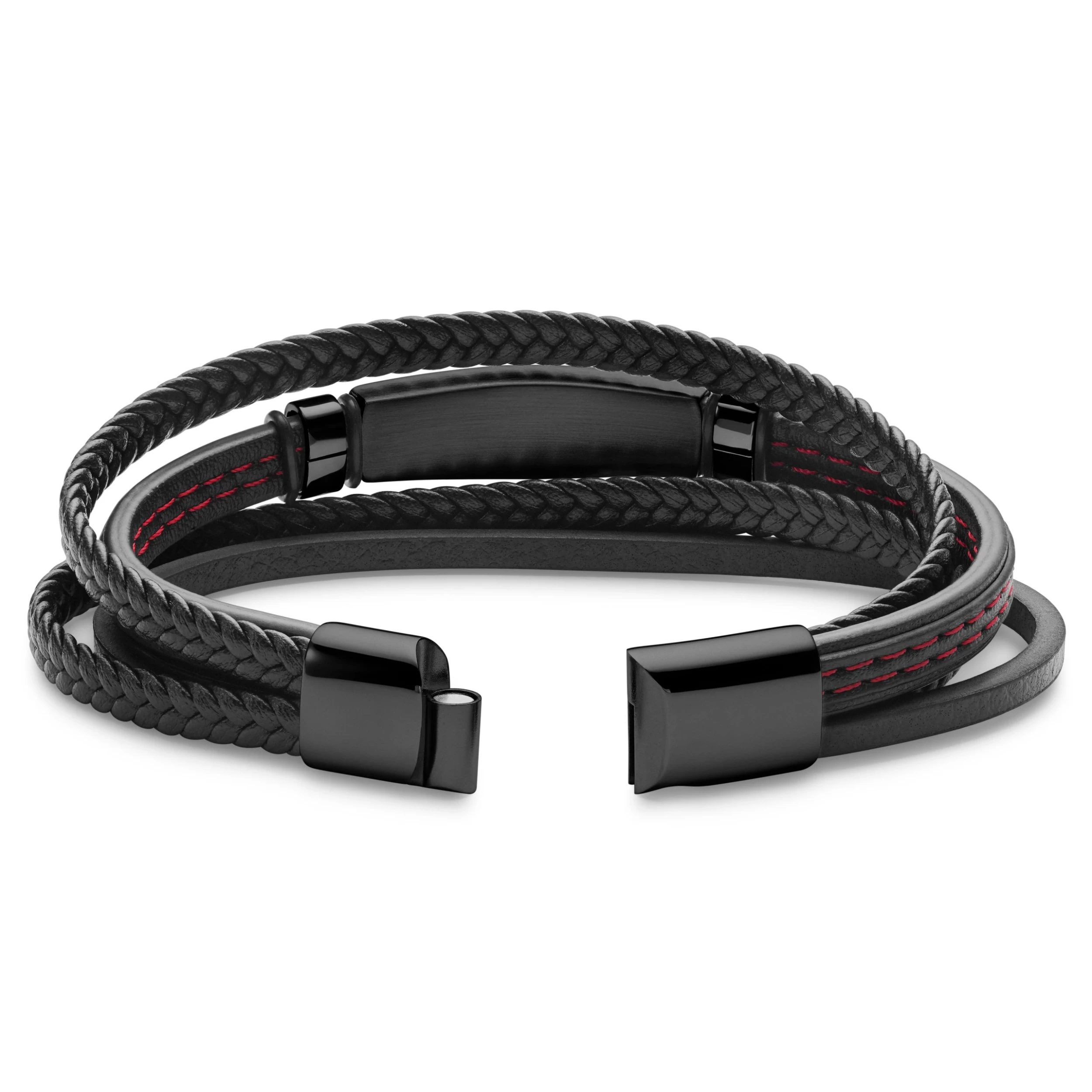 Black And Red Stainless Steel ID Bracelet - Image 2