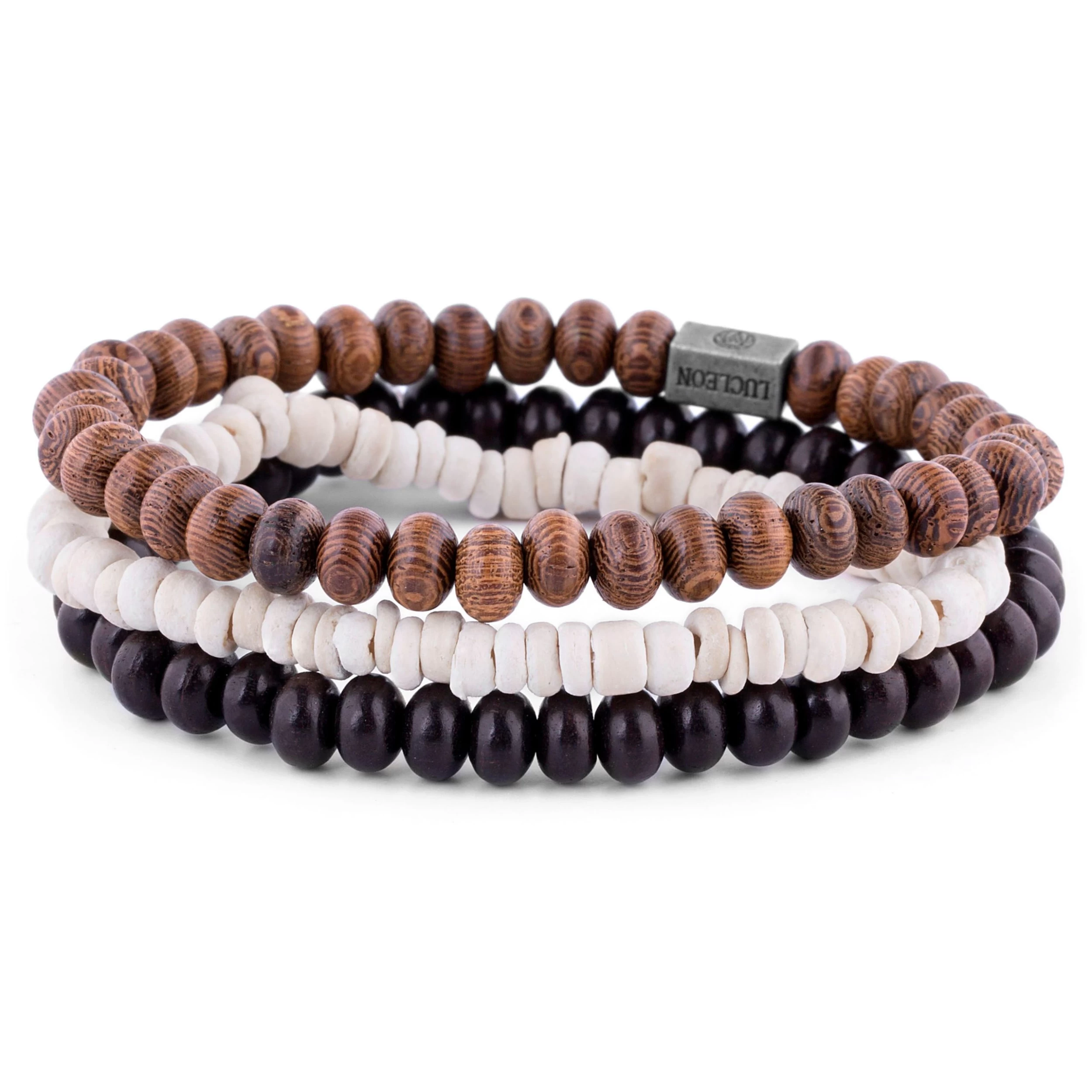 Miro | Natural-Tone Wooden & Coconut Bracelet Set - Image 3