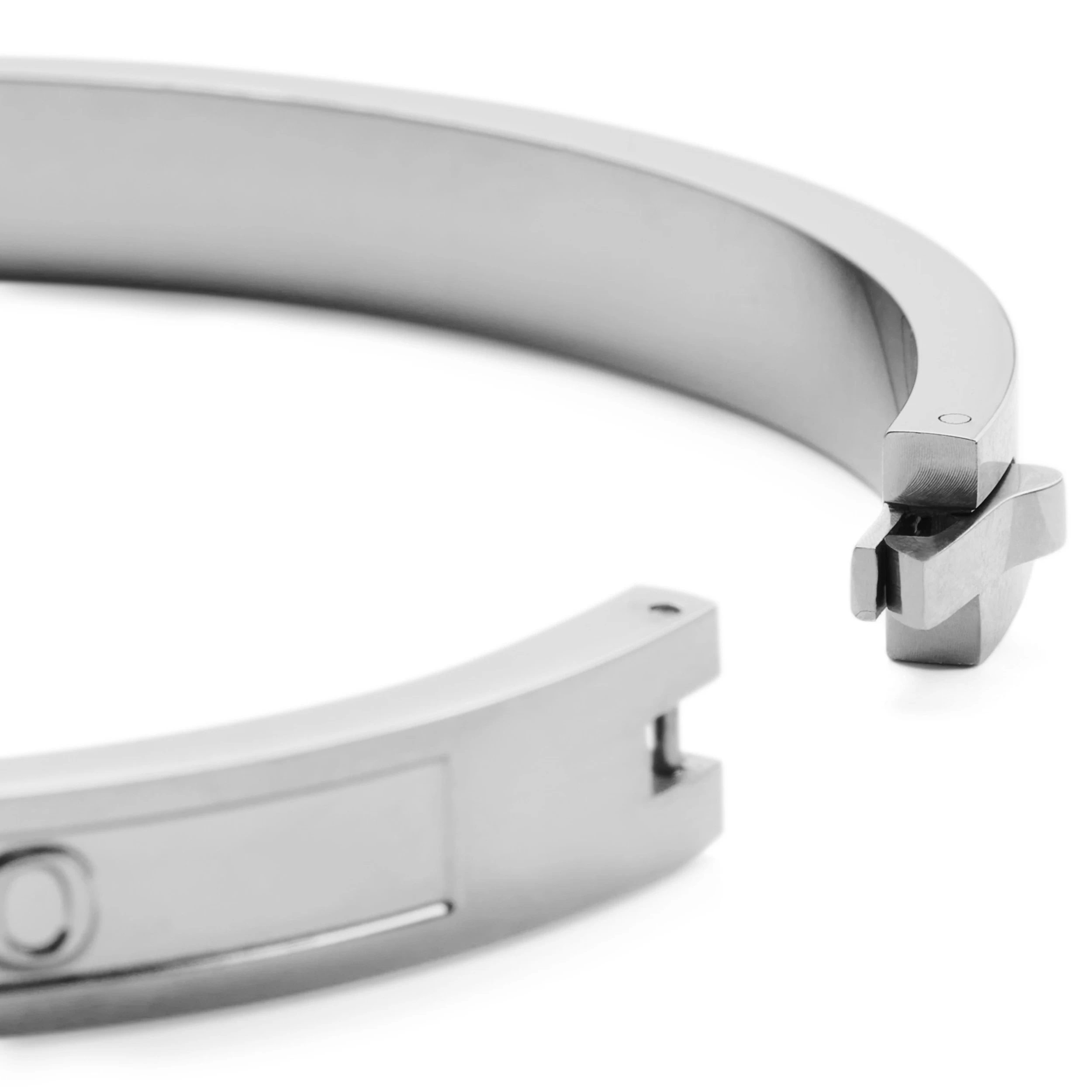 Arie | Silver-Tone Stainless Steel Duco Bangle Bracelet - Image 4