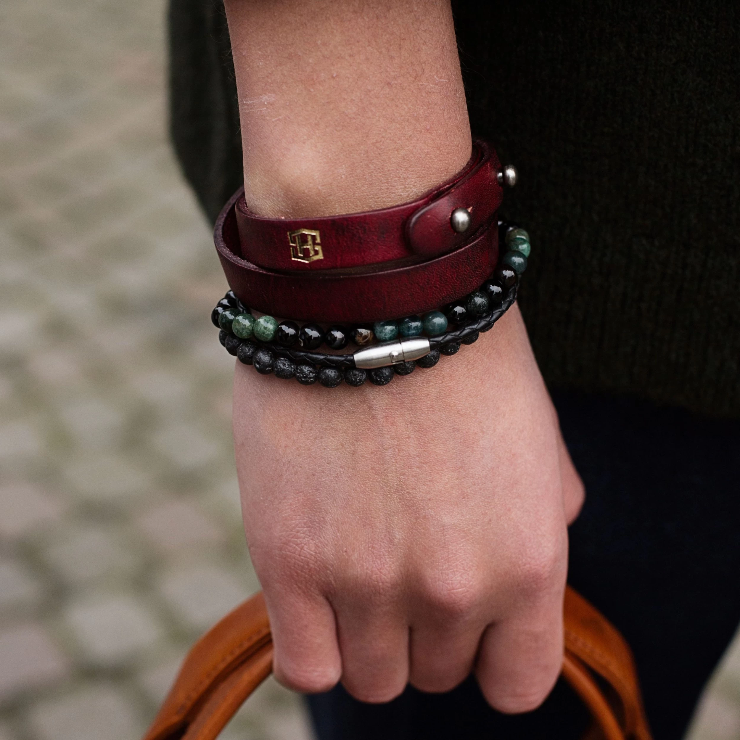 Red Buffalo Leather Wrap Bracelet - Image 4
