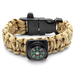 Wide Beige Paracord Compass Bracelet