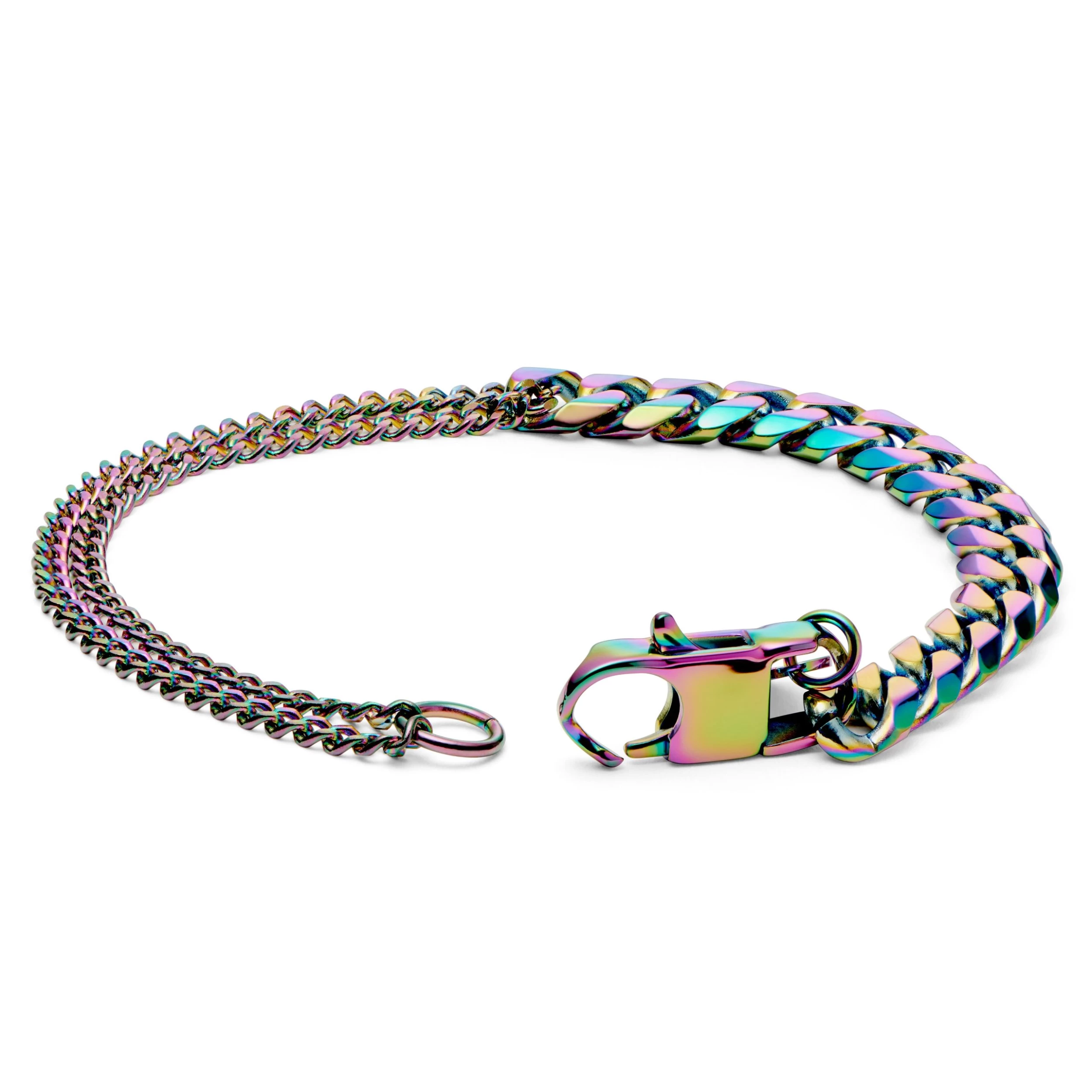 Amager | Rainbow Stainless Steel Curb Chain Bracelet - Image 2
