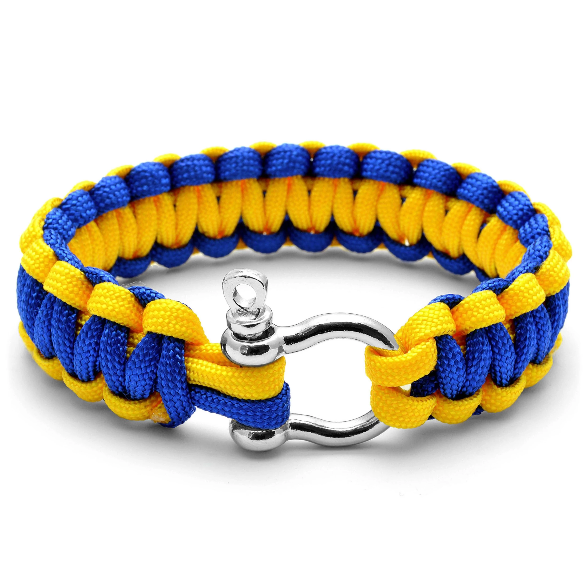 Wide Blue & Yellow Paracord Bracelet - Image 2