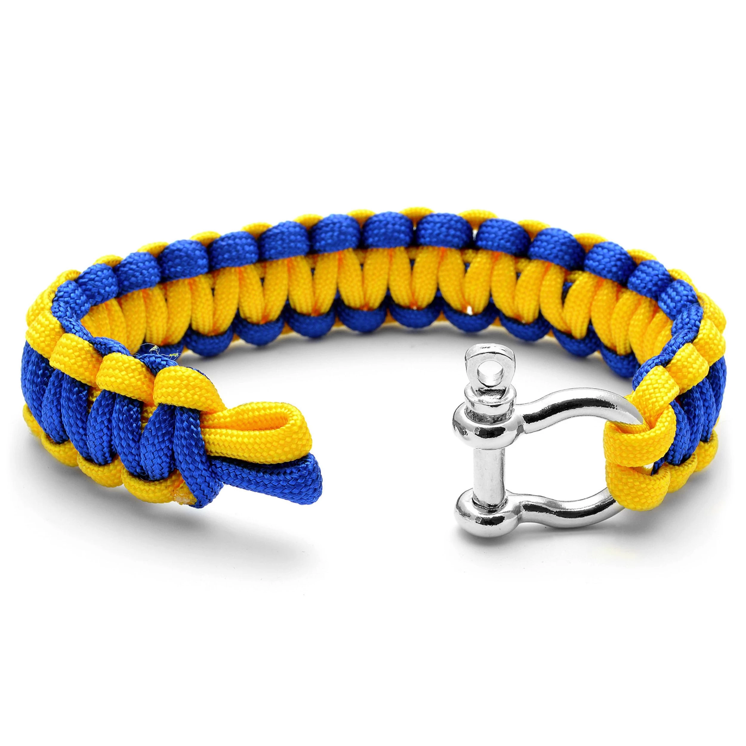 Wide Blue & Yellow Paracord Bracelet - Image 3