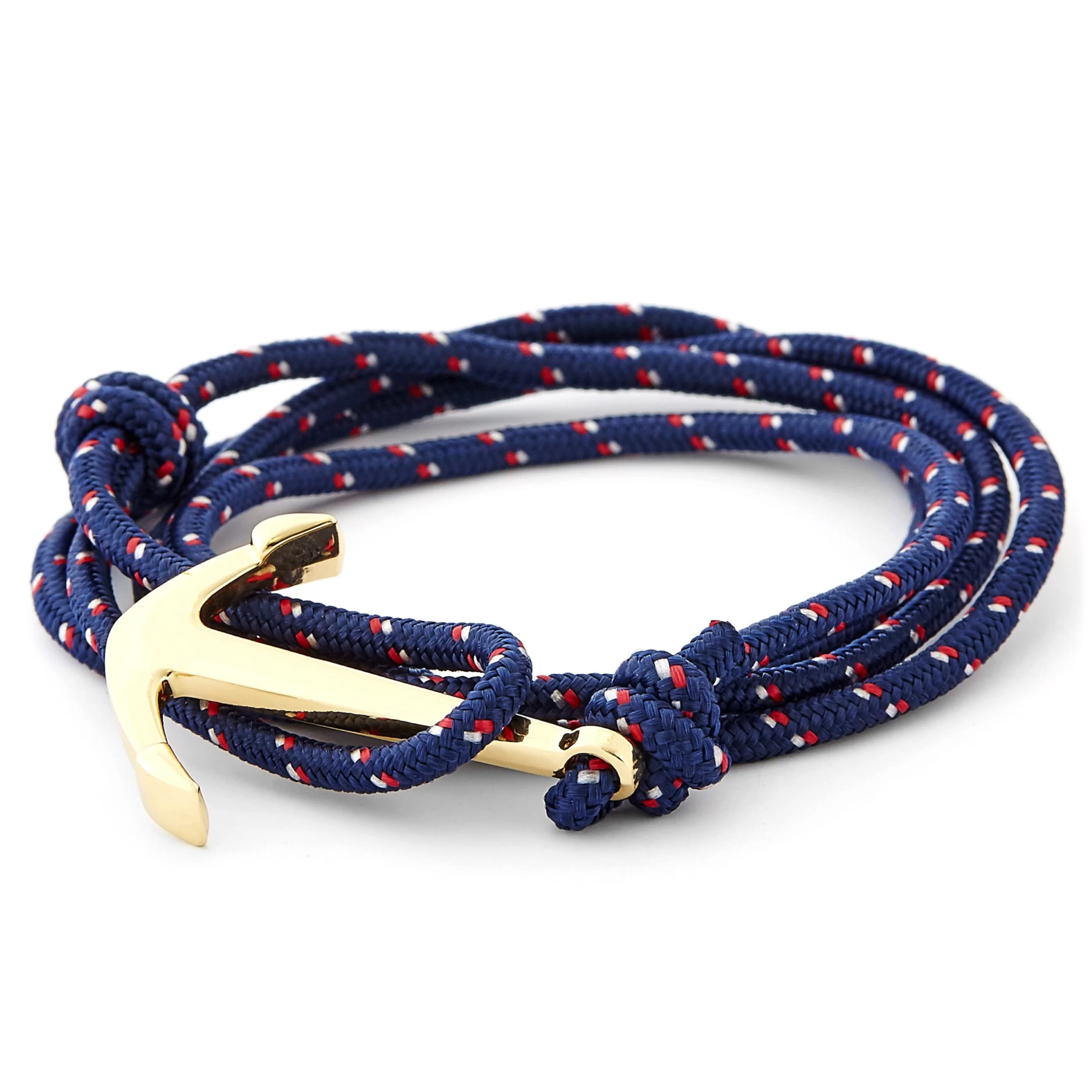 Navy Blue & Gold-Tone Anchor Bracelet