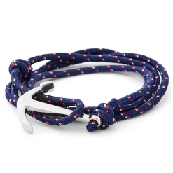 Navy Blue & Silver-Tone Anchor Bracelet