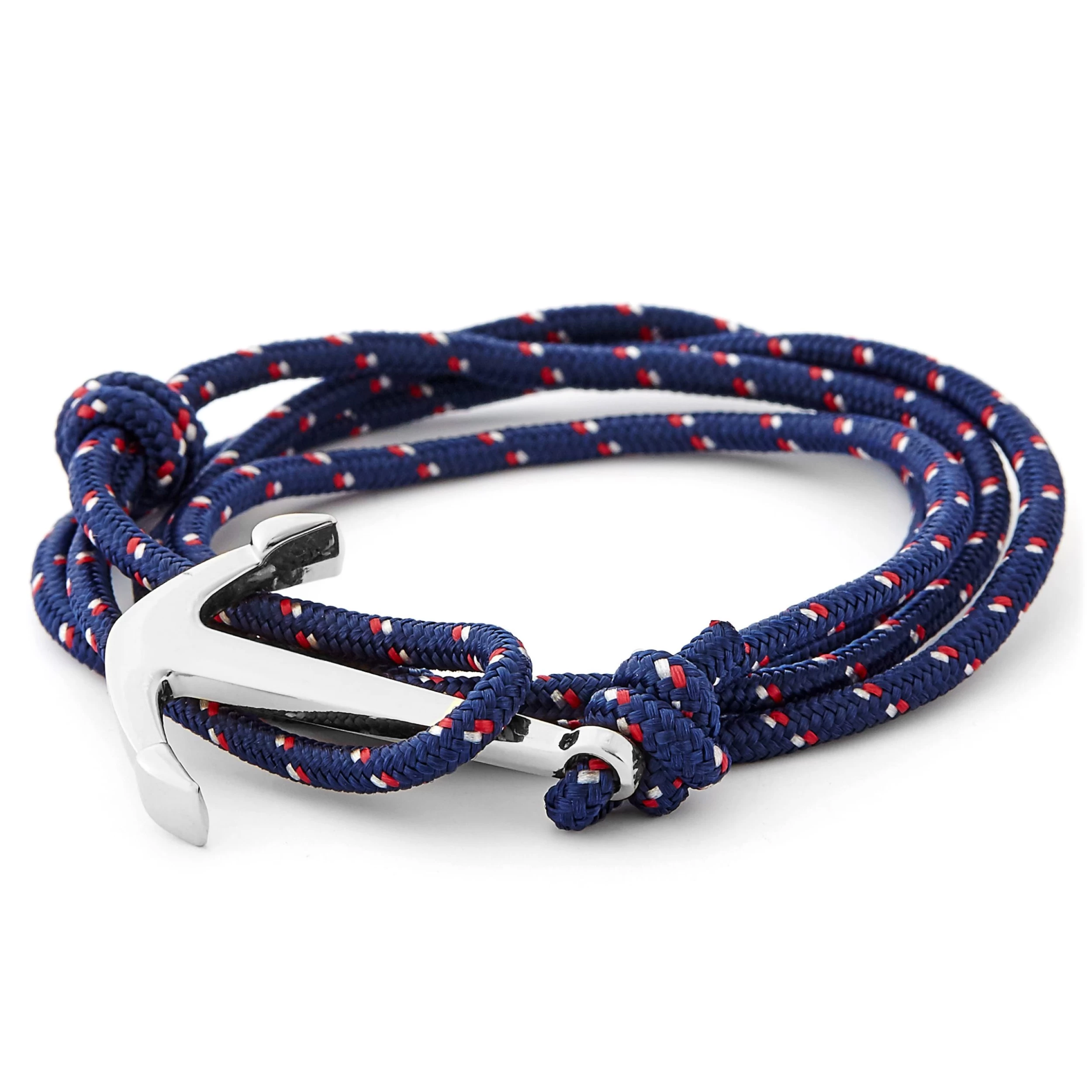 Navy Blue & Silver-Tone Anchor Bracelet