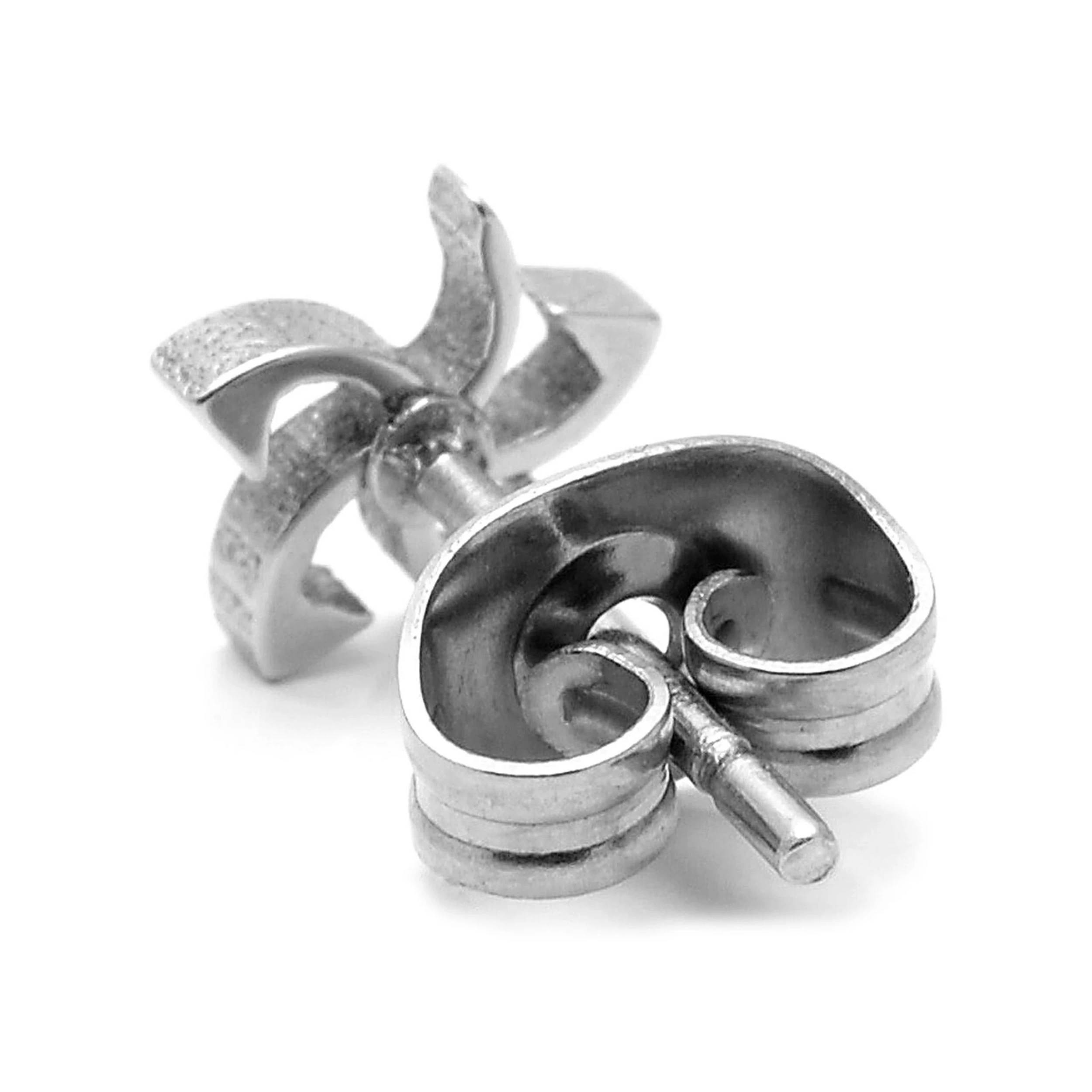 Sentio | Silver-Tone Stainless Steel Tribal Swirl Stud Earring - Image 3