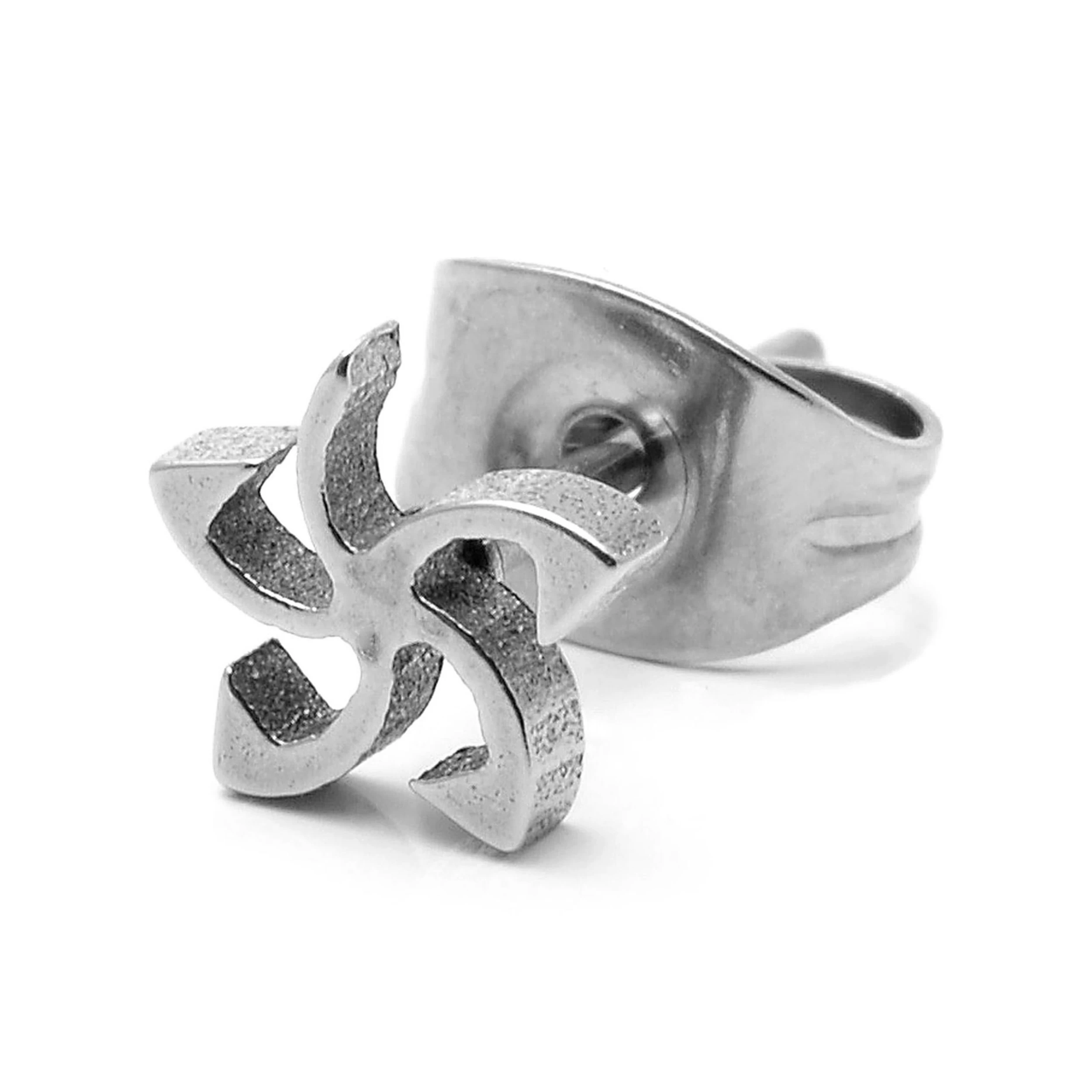 Sentio | Silver-Tone Stainless Steel Tribal Swirl Stud Earring