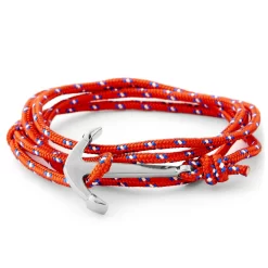 Red & Silver-Tone Anchor Bracelet
