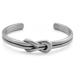 Evan | Silver-Tone Stainless Steel Hercules Knot Cuff Bracelet