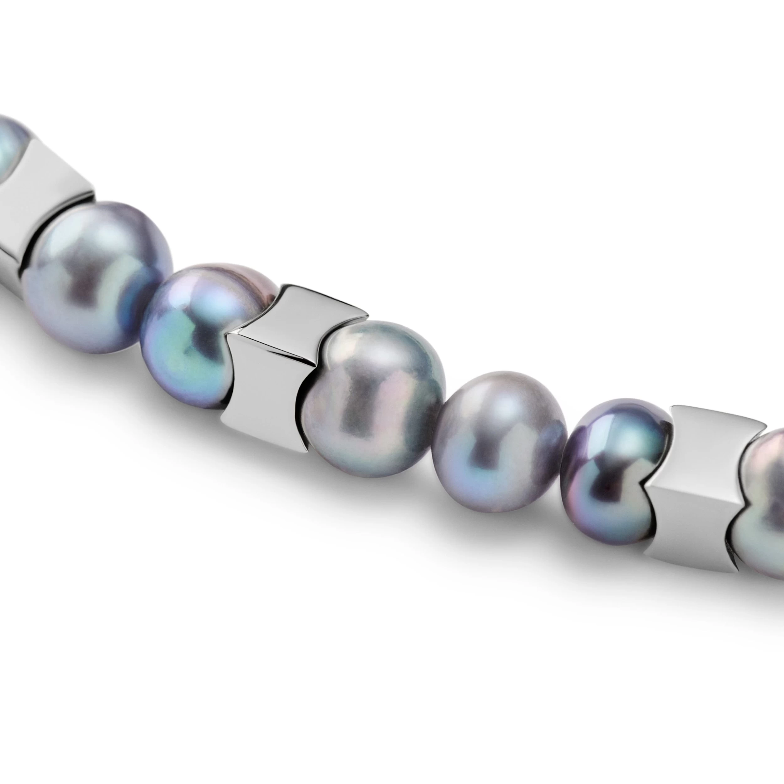 Ocata | Silver-Tone Black Pearl Bracelet - Image 2