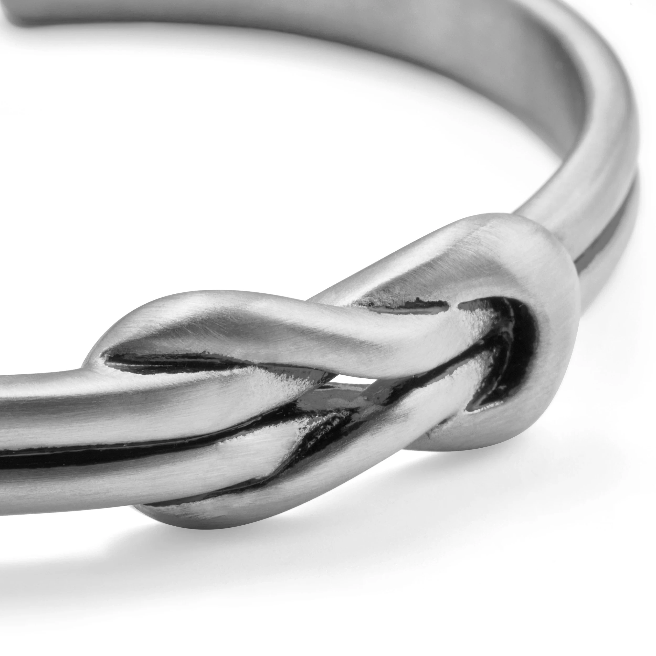 Evan | Silver-Tone Stainless Steel Hercules Knot Cuff Bracelet - Image 2
