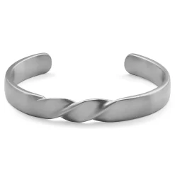 Evan | Silver-Tone Stainless Steel Twisted Cuff Bracelet