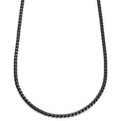 Essentials | 1/5" (5 Mm) Gunmetal Black Curved Box Chain Necklace