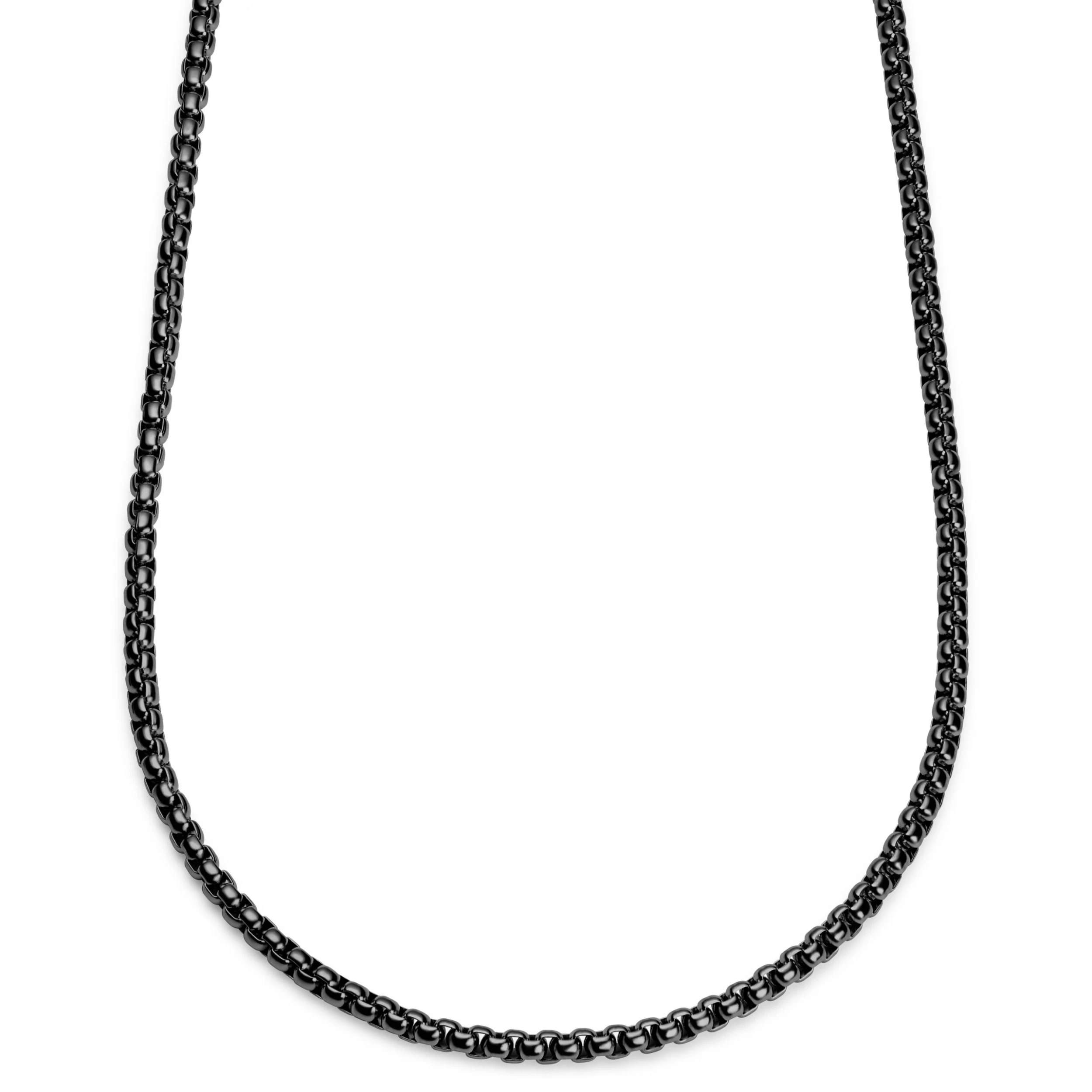 Essentials | 1/5" (5 Mm) Gunmetal Black Curved Box Chain Necklace