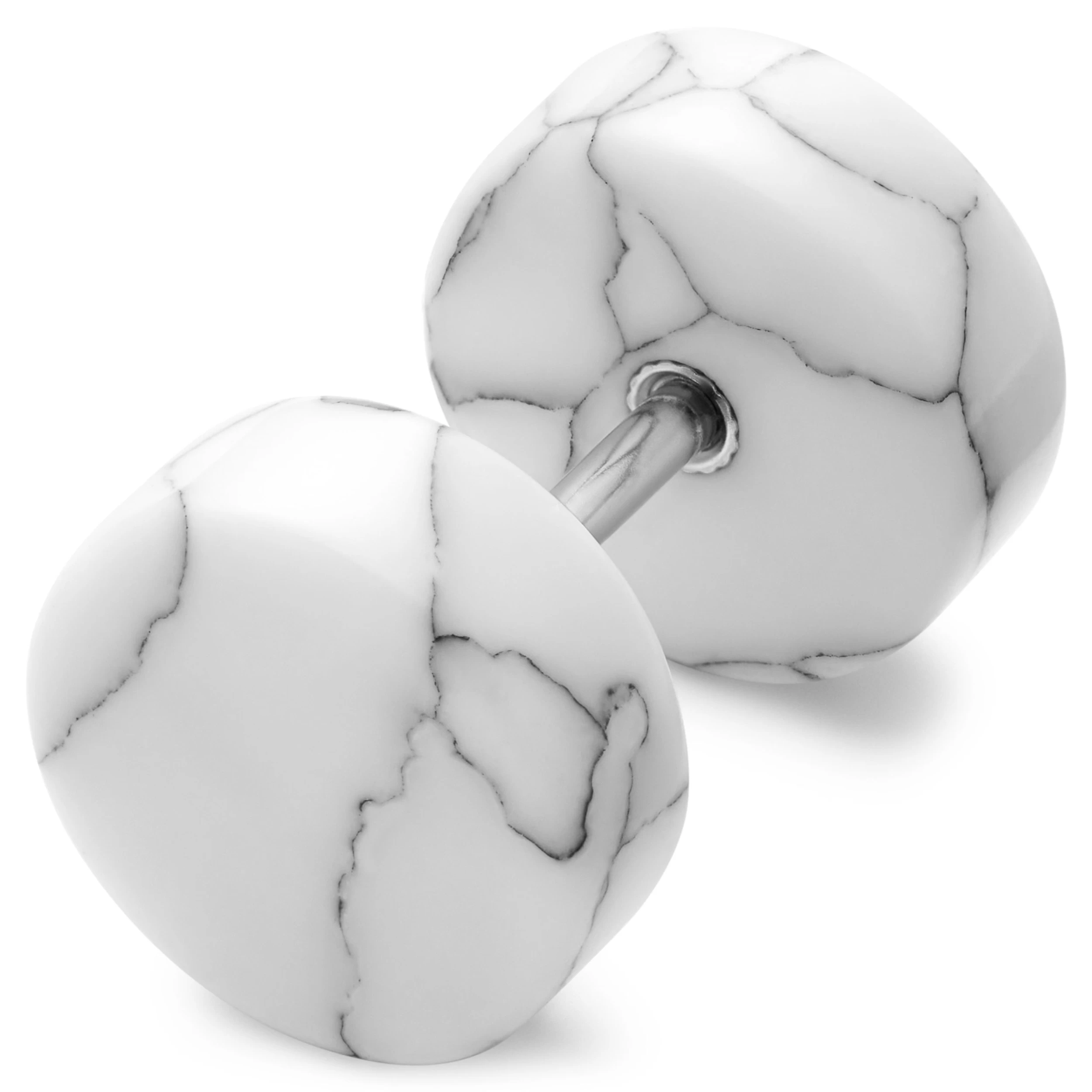 Satago | 3/8" (10 Mm) White Turquoise & Stainless Steel Faux Plug Stud Earring