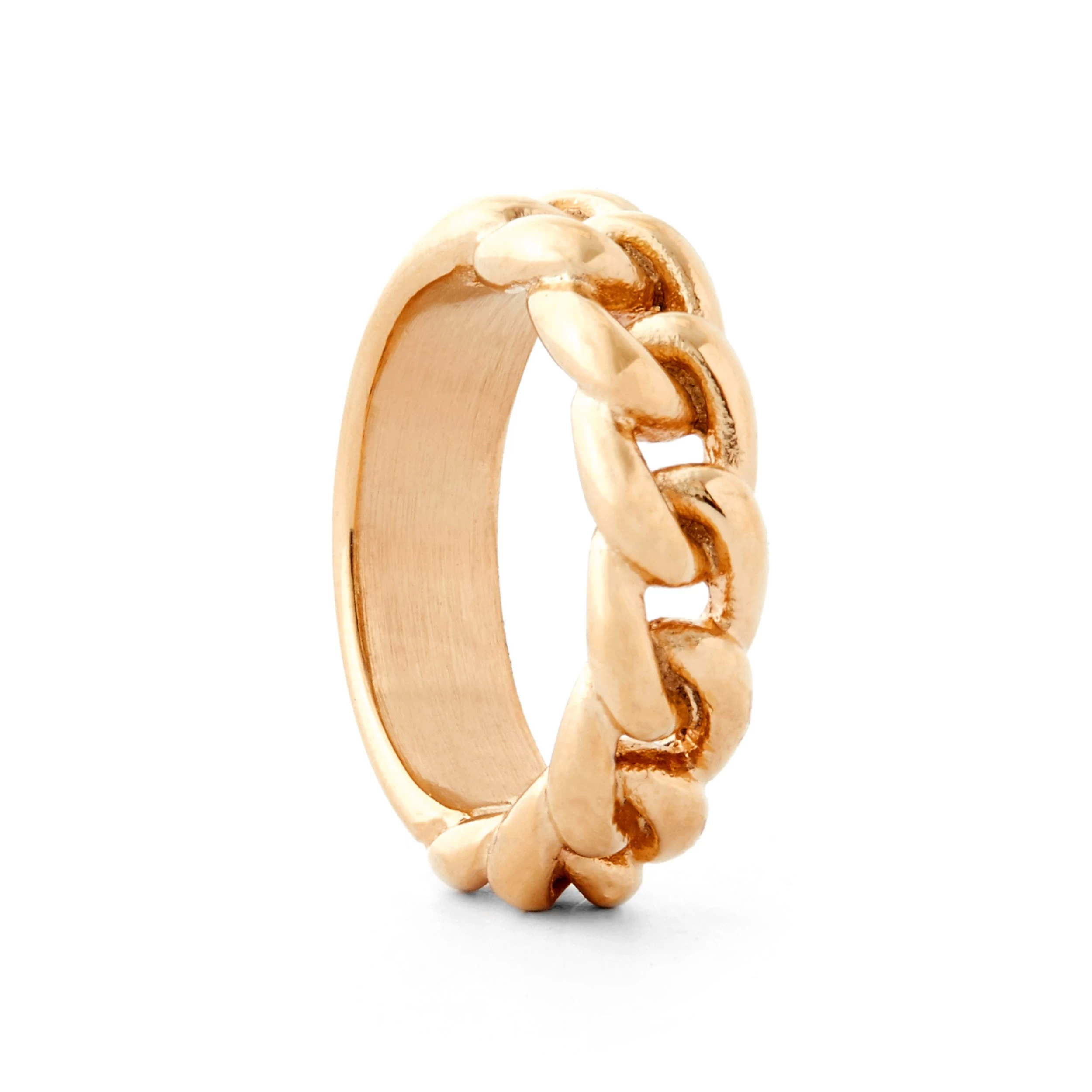 6 Mm Rose Gold-Tone With Half Chain Band Ring - Image 2
