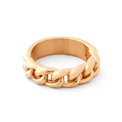 6 Mm Rose Gold-Tone With Half Chain Band Ring
