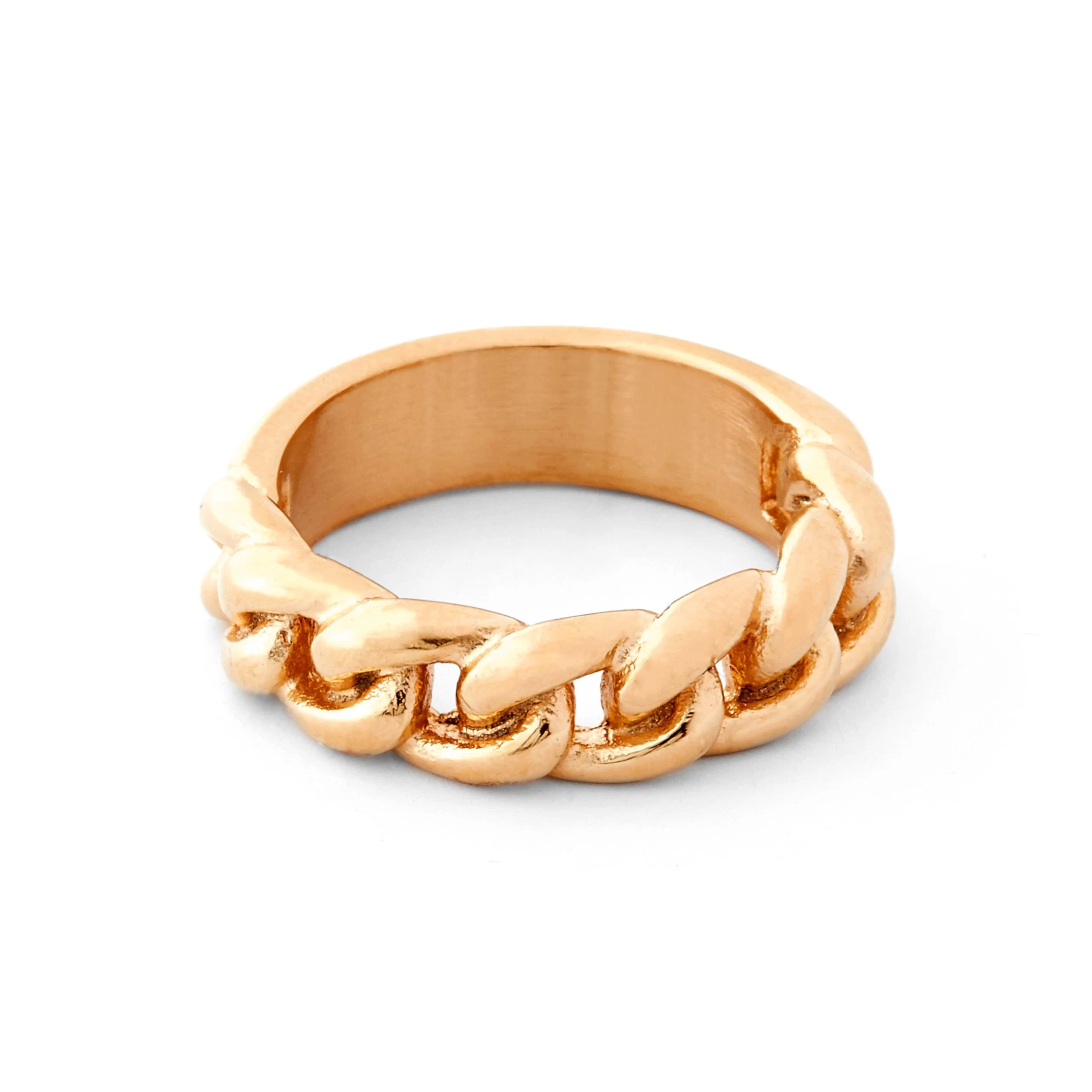 6 Mm Rose Gold-Tone With Half Chain Band Ring