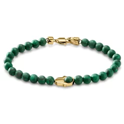 Unity | 6 Mm Malachite Hamsa Hand Bracelet