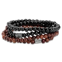 Wrap-around Ebony & Rosewood Bead Bracelet Set