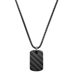 Panther | Black Carbon Fiber Dog Tag Necklace