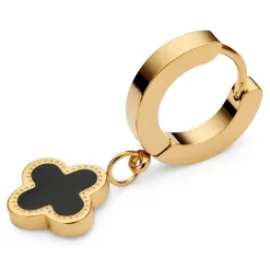 Sentio | Gold-tone & Black Surgical Steel Rounded Cross Charm Earring