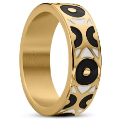 Evil Eye | 1/4" (7 Mm) Gold-tone Black Stainless Steel Ring