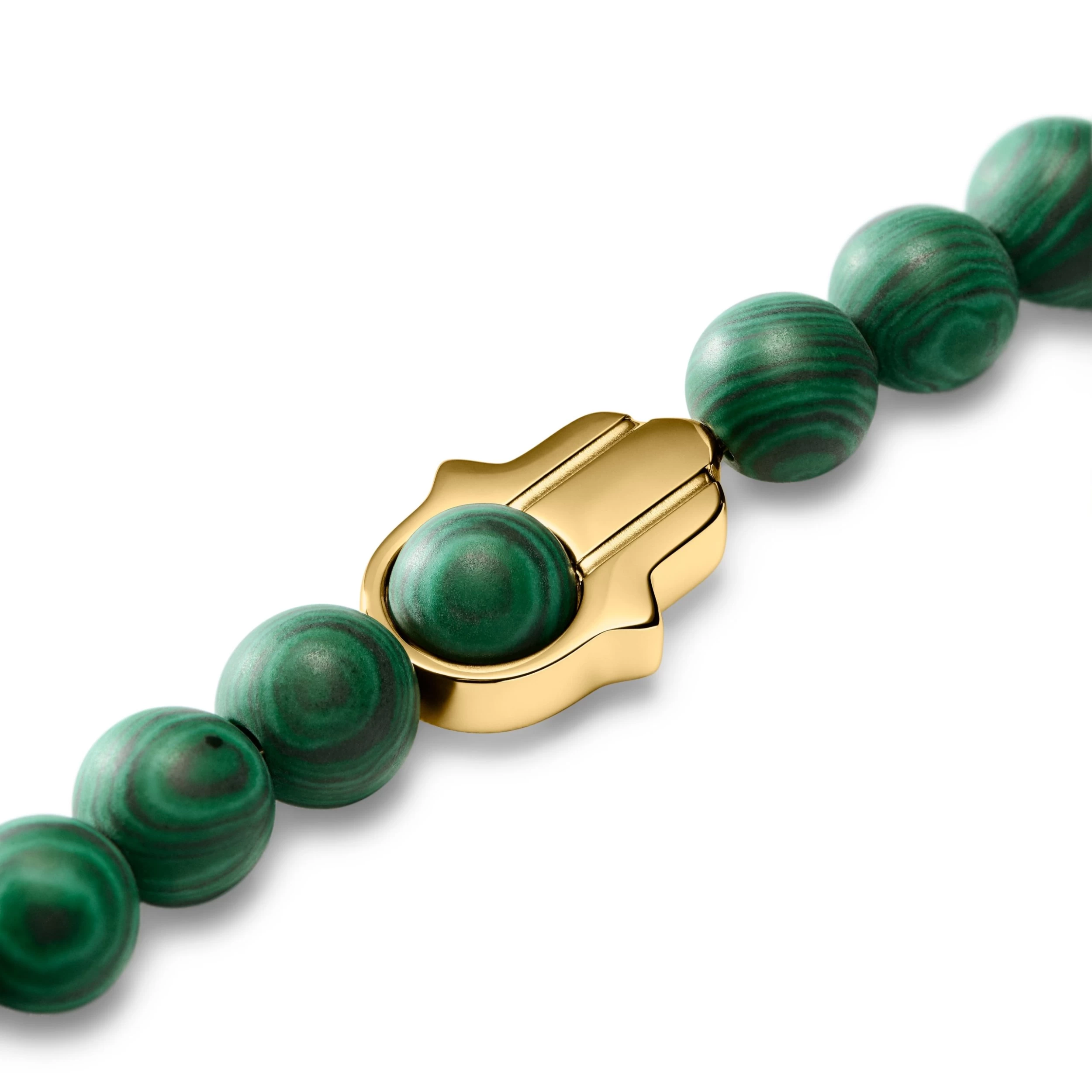 Unity | 6 Mm Malachite Hamsa Hand Bracelet - Image 4
