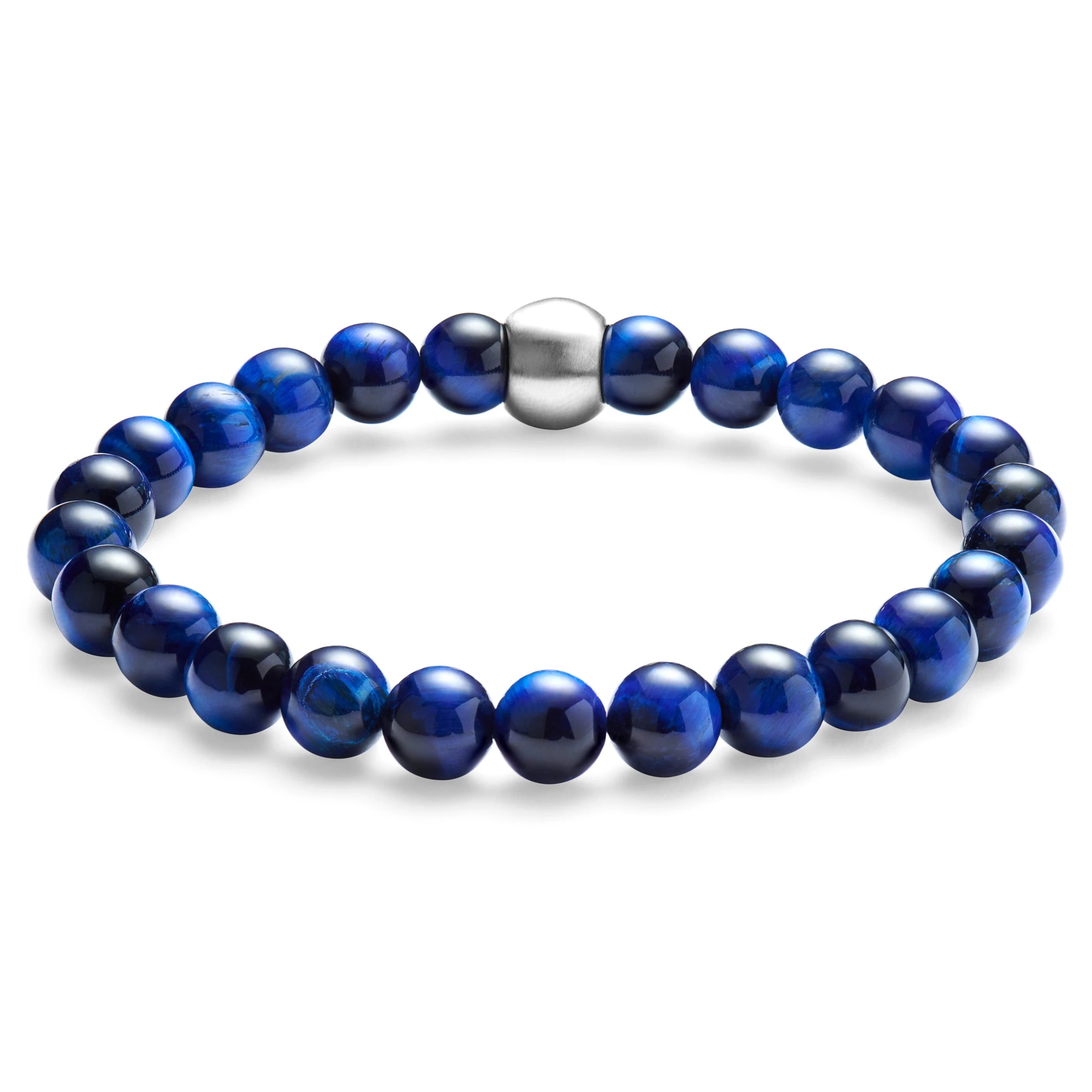 Dark Blue Tiger’s Eye Beaded Bracelet - Image 2