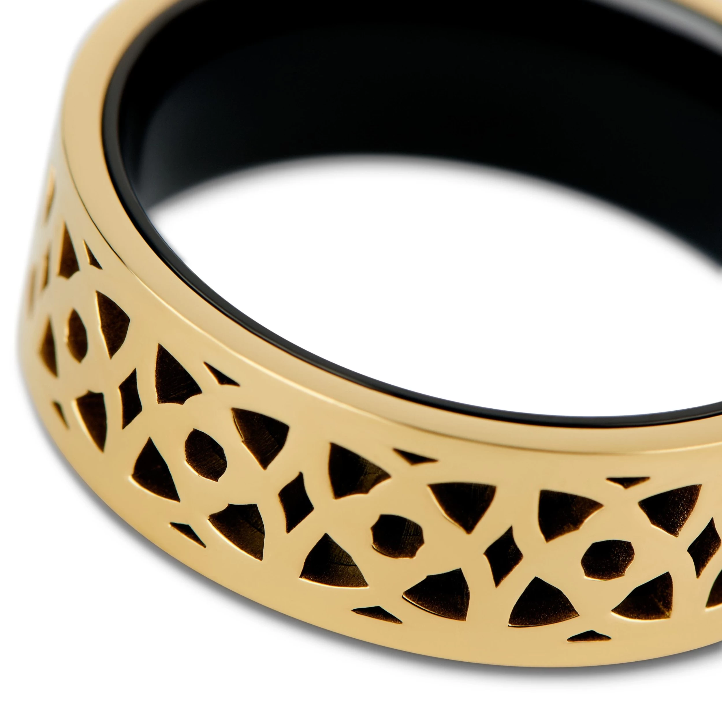 Hyperan | 1/3" (8 Mm) Gold-tone Titanium Patterned Ring - Image 3