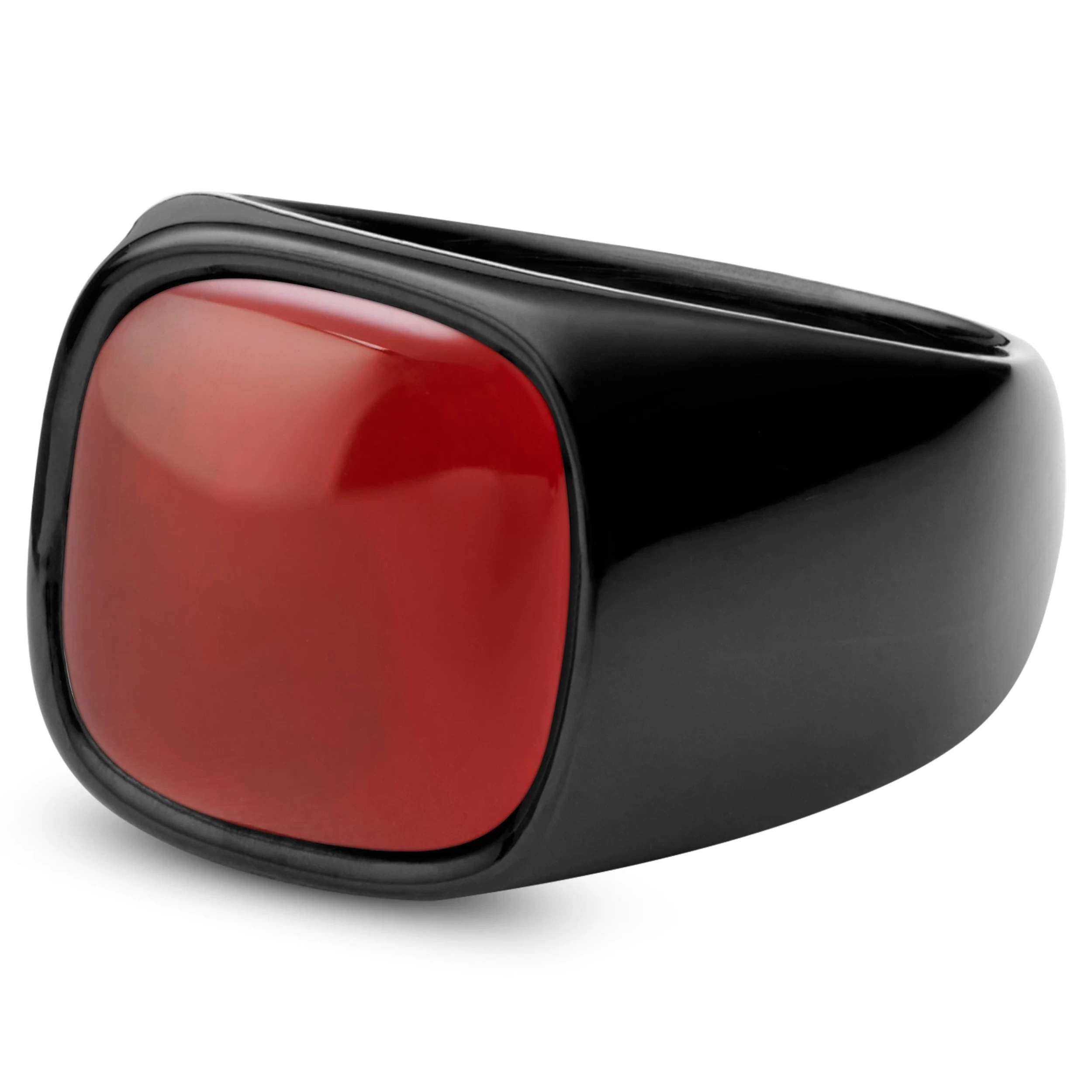 Gravel | Gunmetal Stainless Steel & Red Onyx Signet Ring