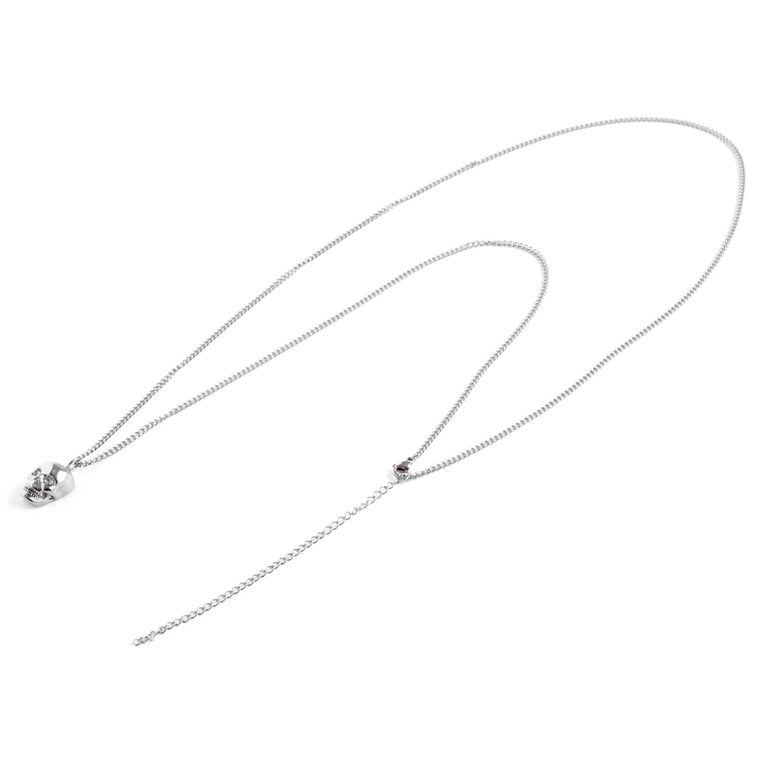 Iconic | Silver-Tone Skull Curb Chain Necklace - Image 4