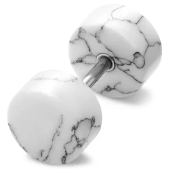 Satago | 1/3" (8 Mm) White Turquoise & Stainless Steel Faux Plug Stud Earring