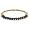 Aspero | 3/8" (10 Mm) Gold-tone Skull Tiger’s Eye Bead Bracelet