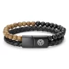 Icon | Wooden Bead & Black Leather Cord Bracelet