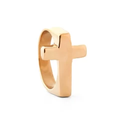 4 Mm Rose Gold-Tone Cross Ring