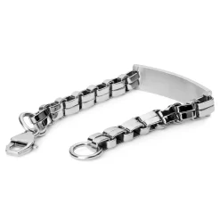 Polished Silver-Tone Stainless Steel Box Chain Bracelet