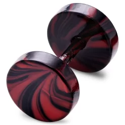 Satago | 1/3" (8 Mm) Black & Red Stainless Steel Faux Plug Stud Earring