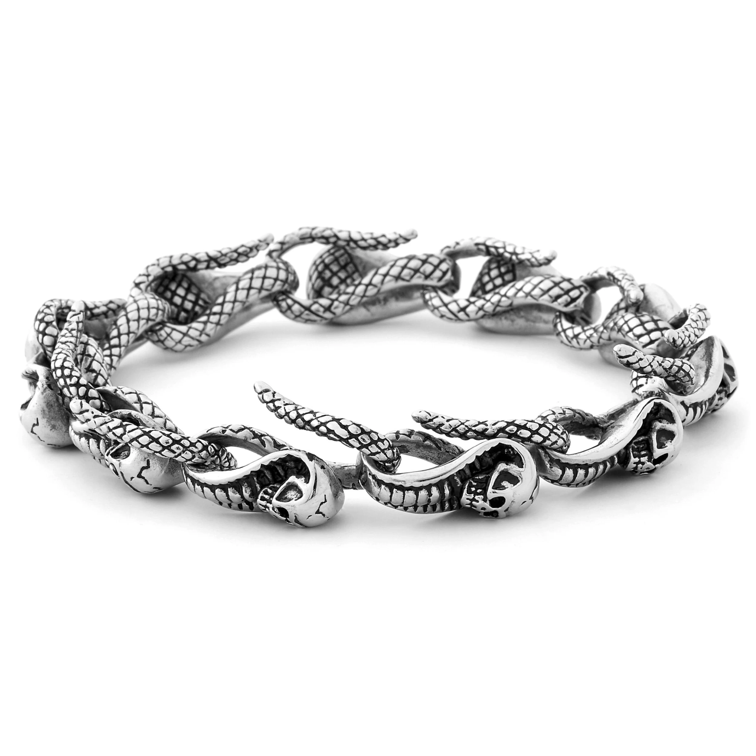 Silver-Tone Stainless Steel Linked Cobra Bracelet - Image 3