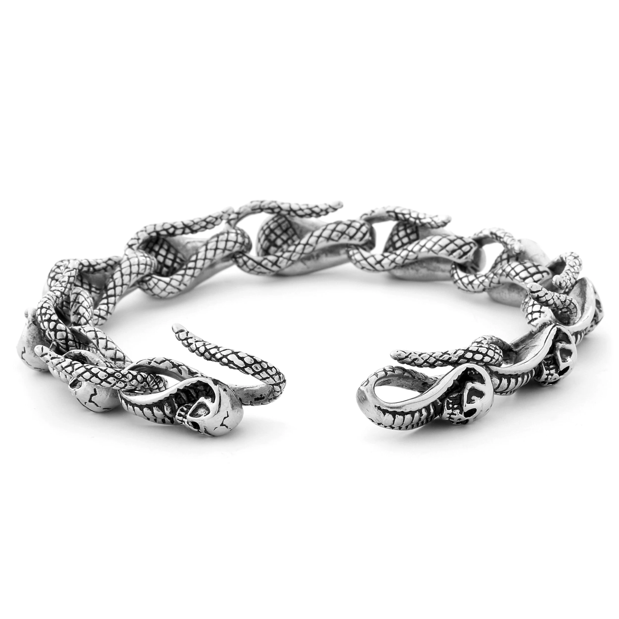 Silver-Tone Stainless Steel Linked Cobra Bracelet - Image 2