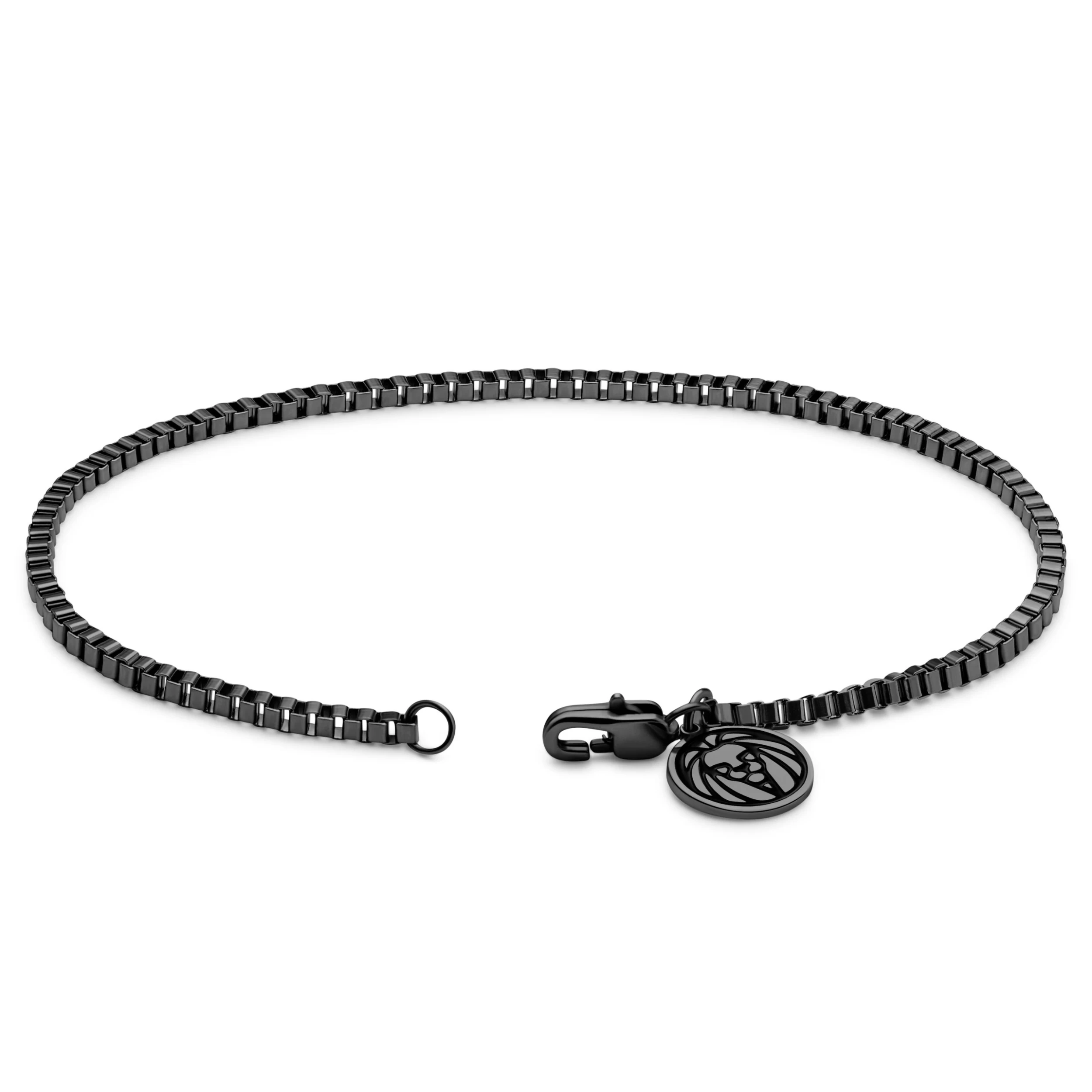 Essentials | 1/16" (2 Mm) Gunmetal Black Square Box Chain Bracelet - Image 3