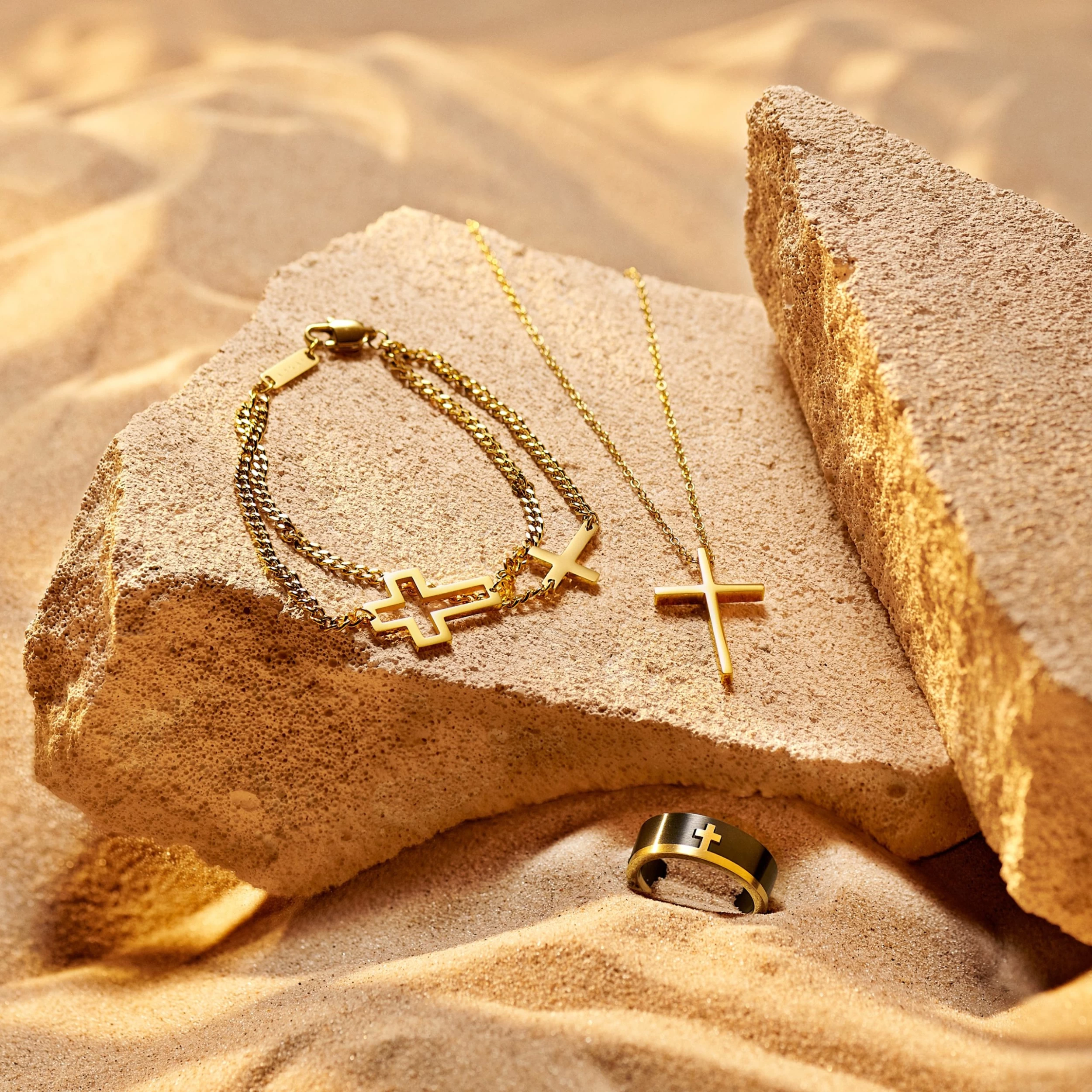 Unity | 1/3" (8 Mm) Black And Gold-tone Cross Ring - Image 3