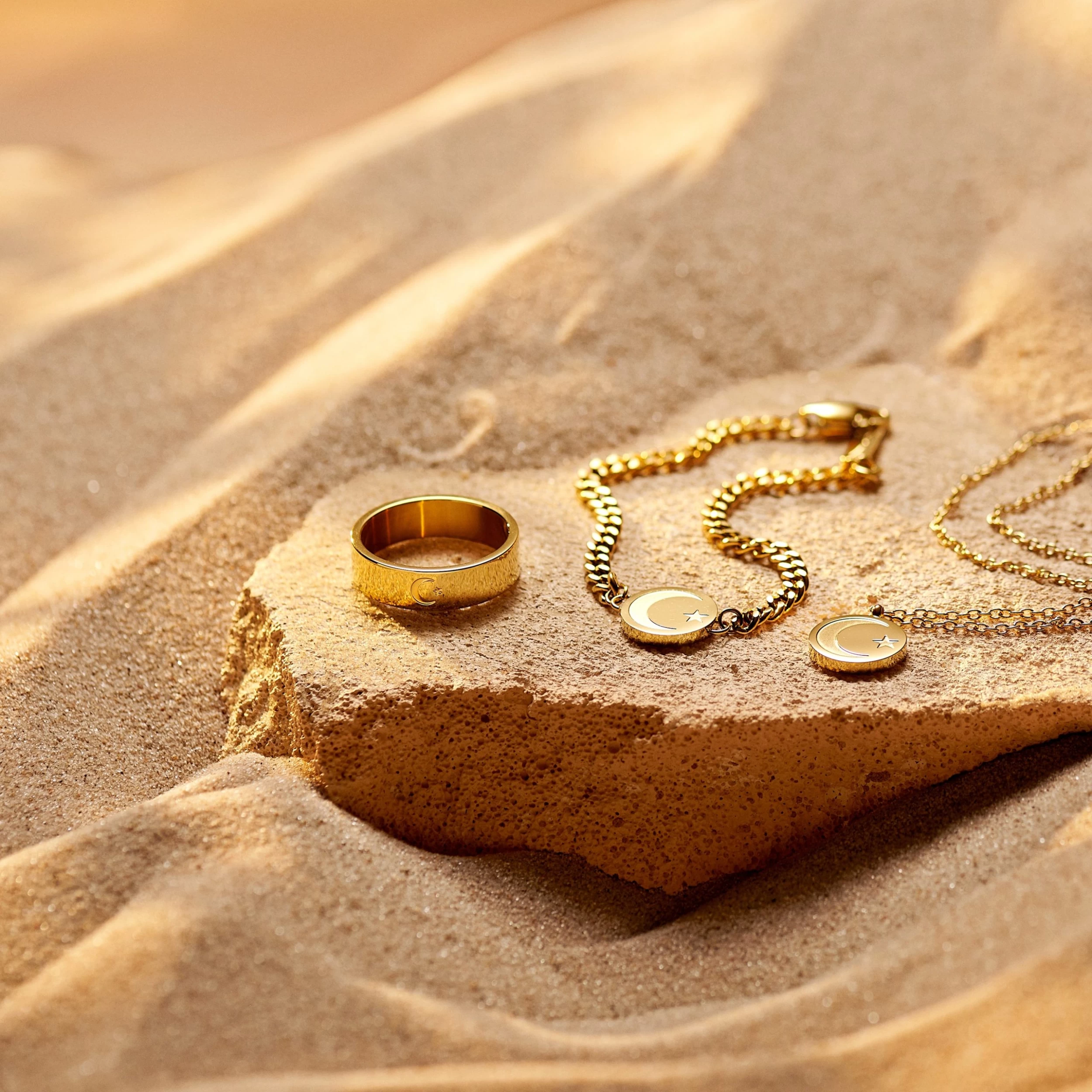 Unity | 1/4" (6 Mm) Gold-tone Star And Crescent Ring - Image 3