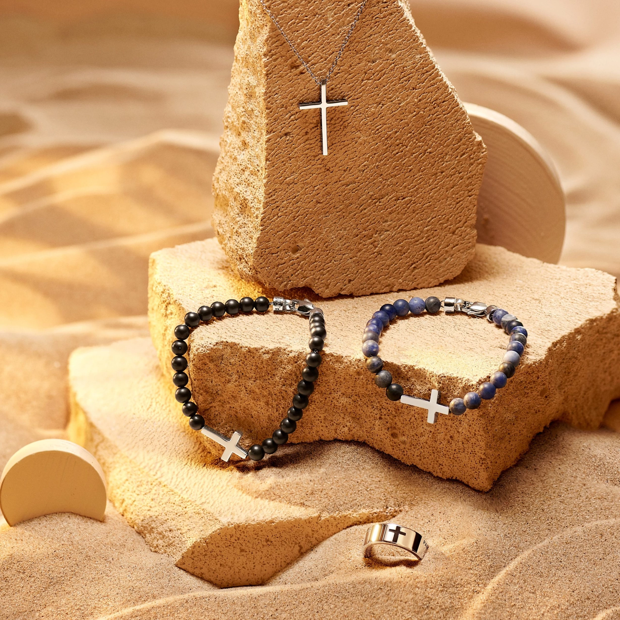 Unity | 6 Mm Lapis Lazuli Cross Bracelet - Image 3
