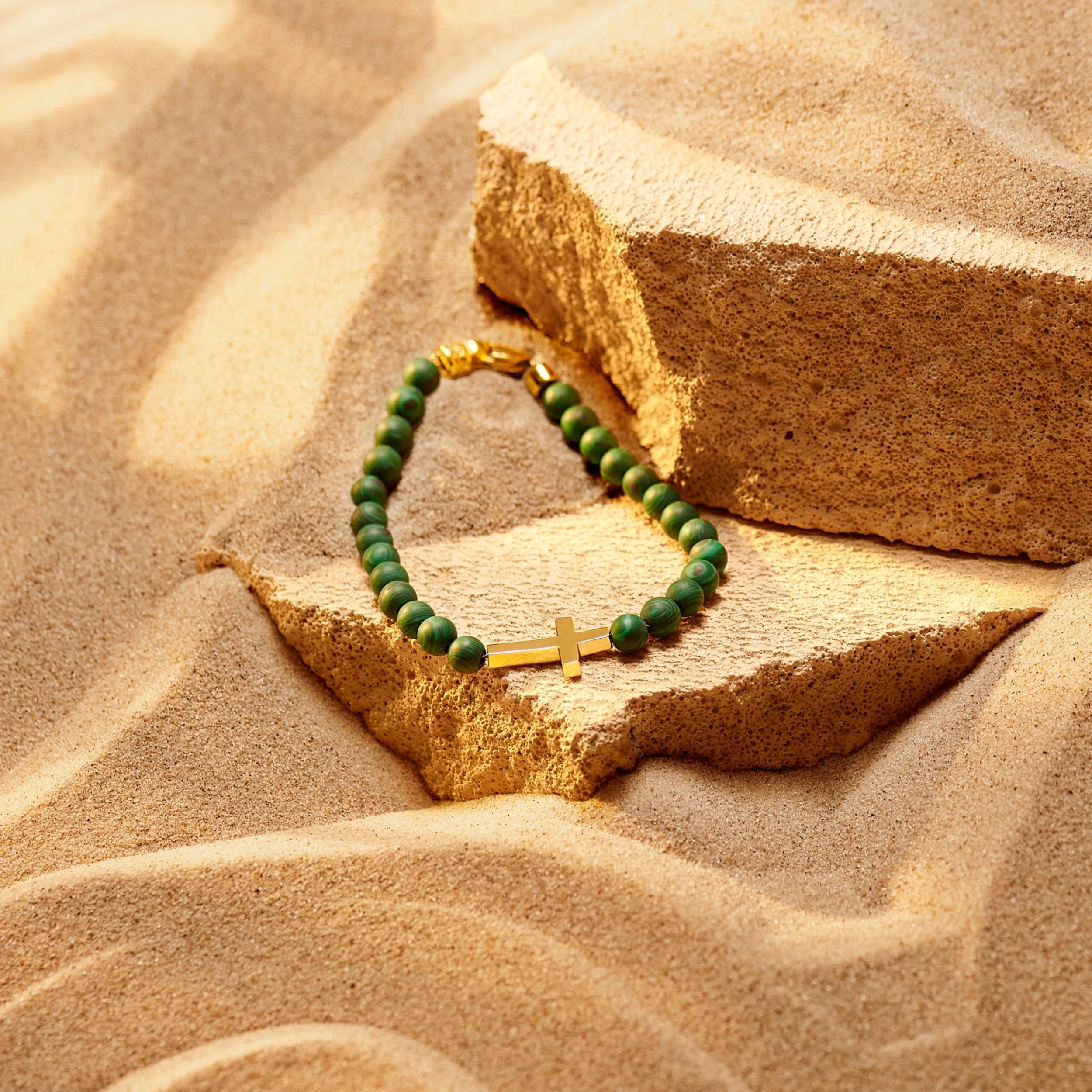 Unity | 6 Mm Malachite Cross Bracelet - Image 2