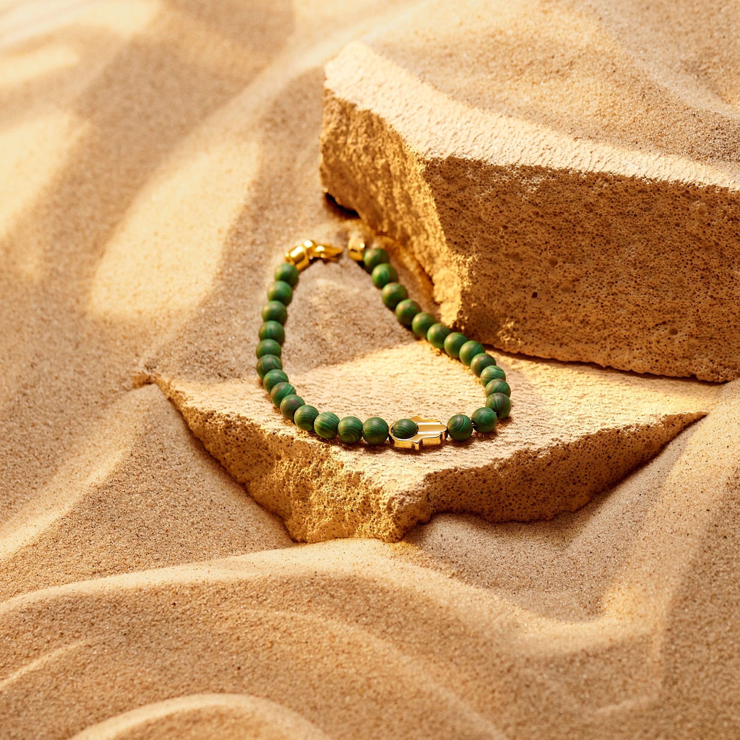 Unity | 6 Mm Malachite Hamsa Hand Bracelet - Image 2