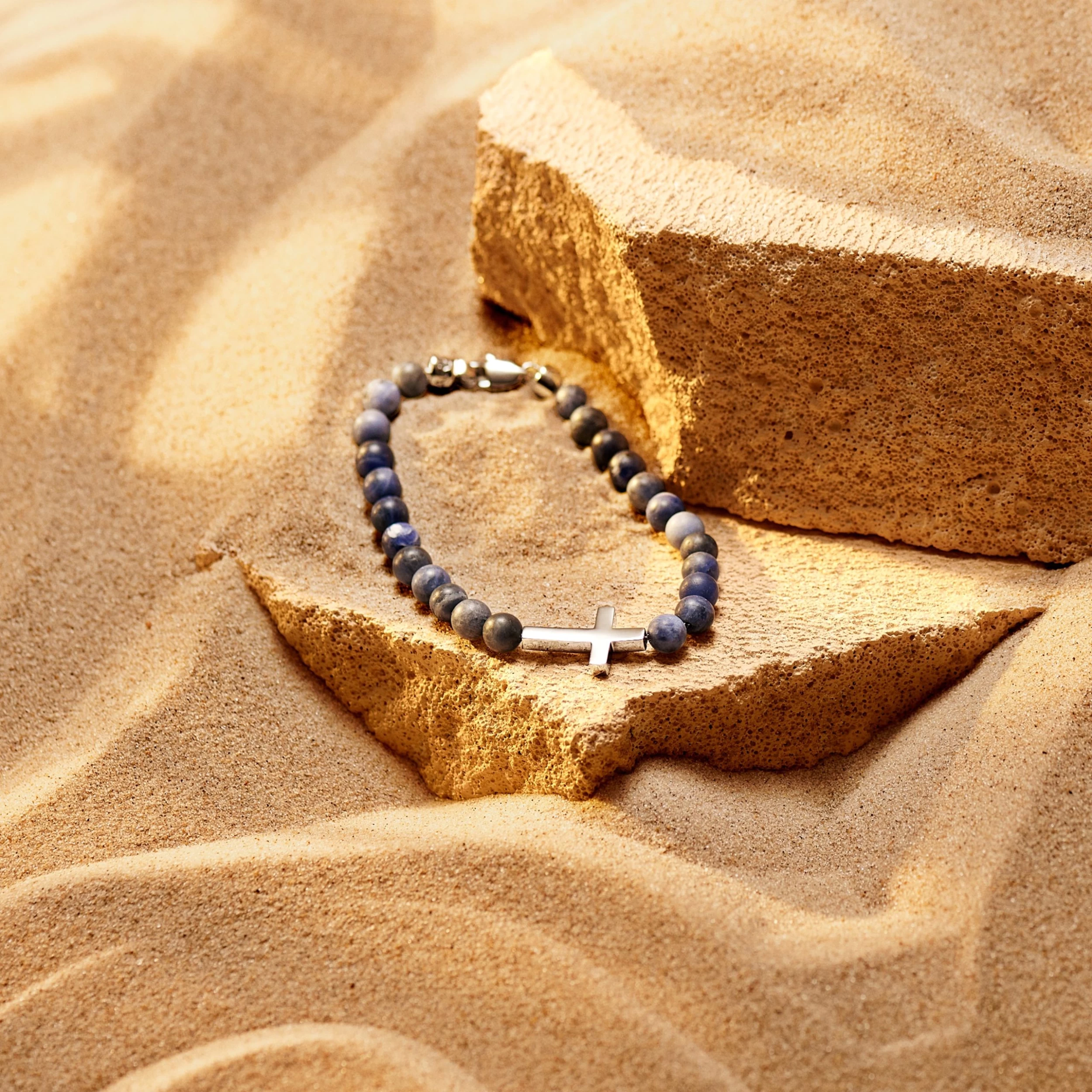 Unity | 6 Mm Lapis Lazuli Cross Bracelet - Image 2