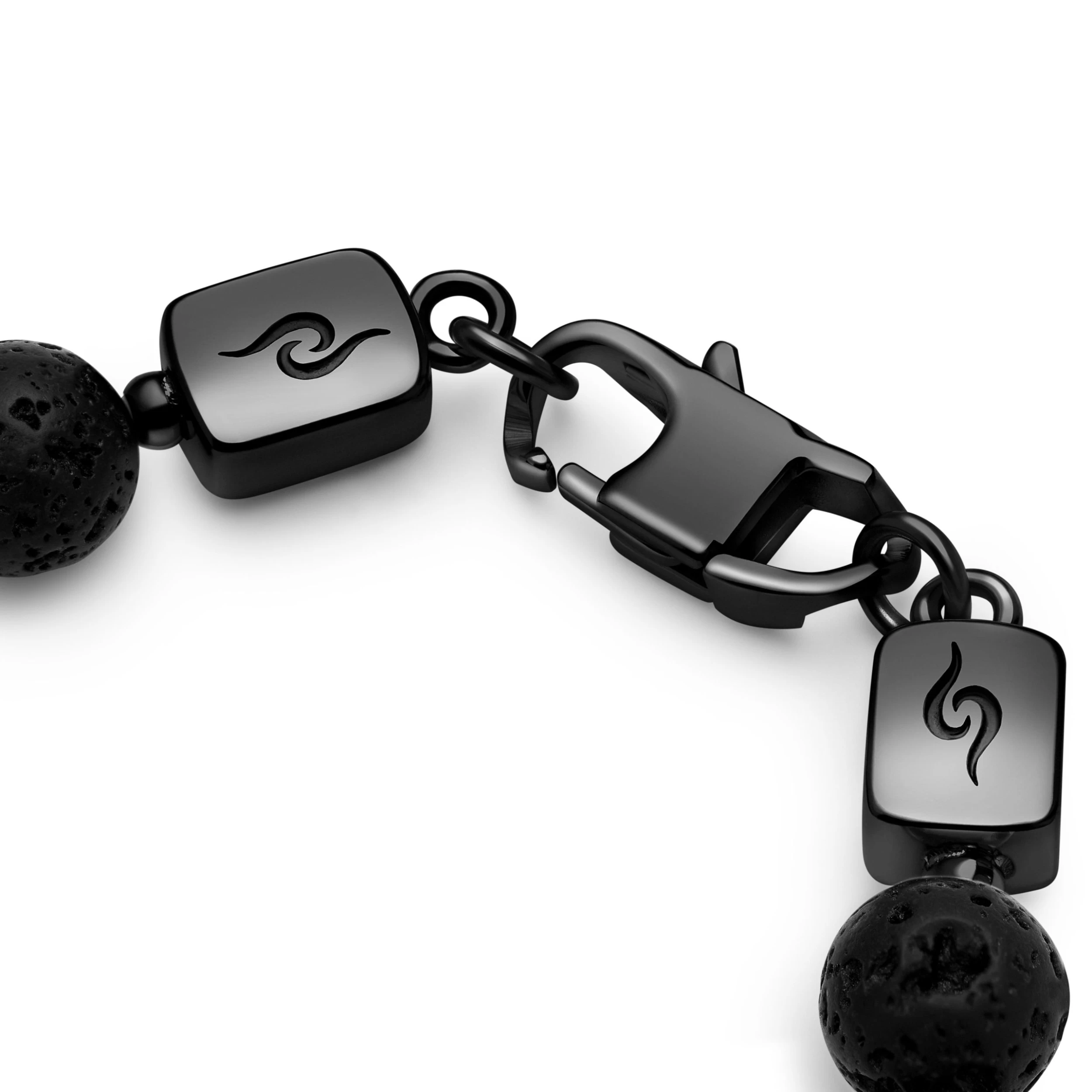 Rico | Lava Stone & Black Stainless Steel Skull Bracelet - Image 4